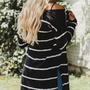 Maurices Navy and White striped cardigan